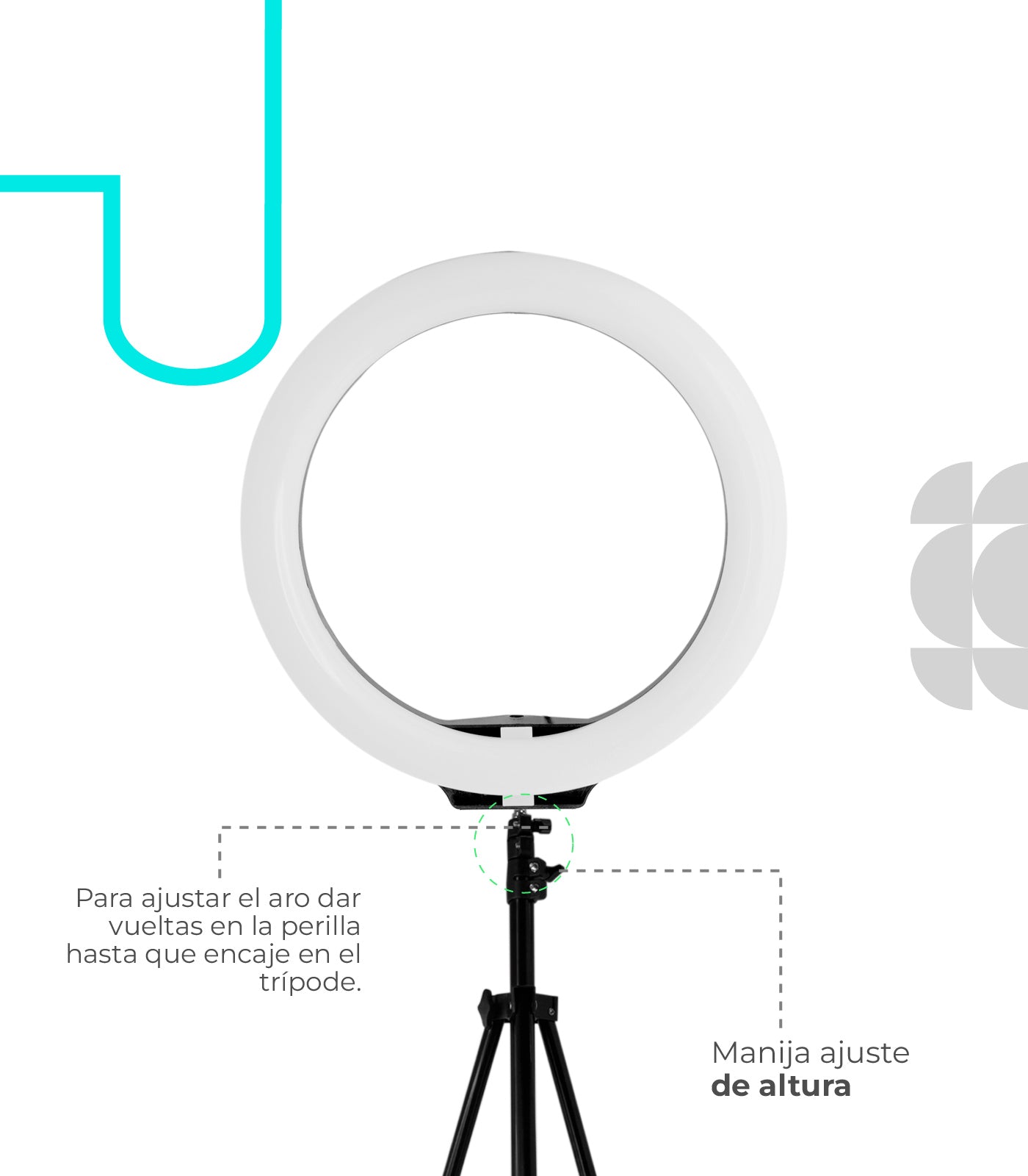 Aro de 33 Cm Luz Blanca + Tripode 2.1