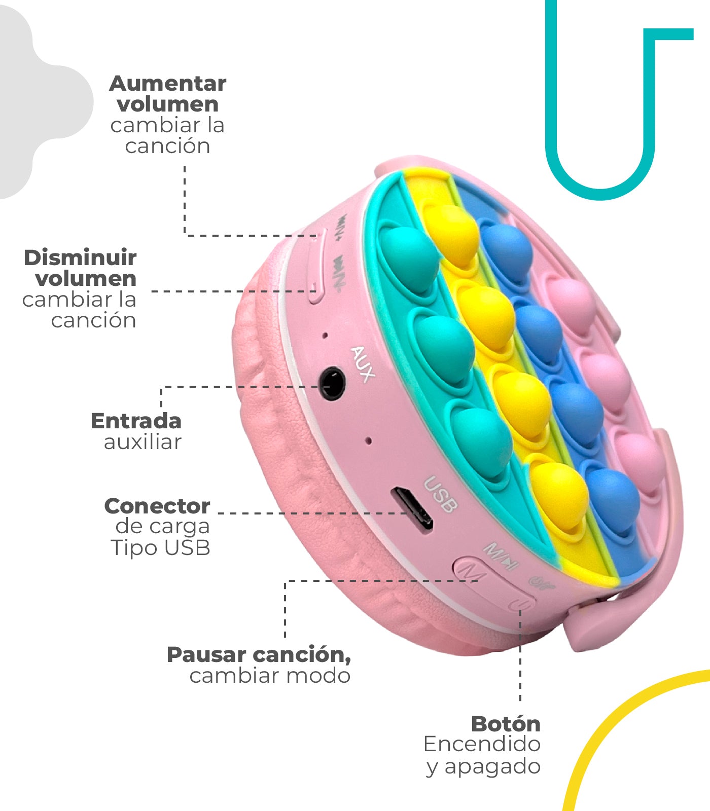 Diadema Para Niños Bluetooth Pop It